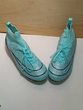 Nike Men's Blue Mid Top Soccer Cleats Lace Up Plastic Cleat Sneaker